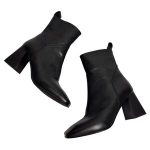 DAVOS GOMMA BLACK LEATHER HEEL WOMEN BOOTS SIZE 37 MADE IN ITALY
